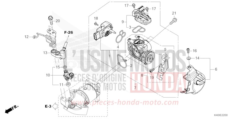 THROTTLE BODY/FUEL INJECTOR for Forza 125 MAT CARNELIAN RED METALLIC (R384) from 2021